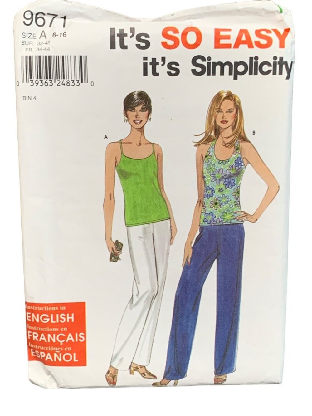 Simplicity 9671 Womens Shirt Pant Sewing Pattern Size 6-8-10-12-14-16 Uncut